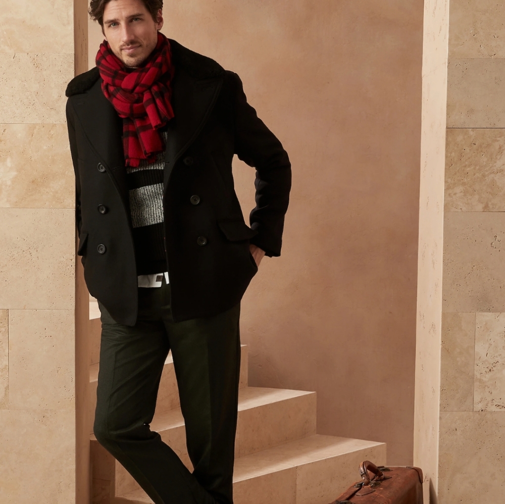 COPY - Gorgeous Italian Melton Peacoat with Sherling Collar